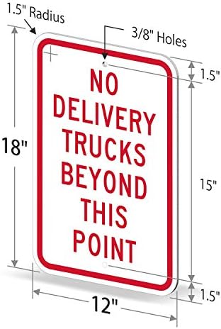 SmartSign Sem caminhões de entrega além deste ponto Sign | 12 x 18 3m de alumínio refletivo de engenharia