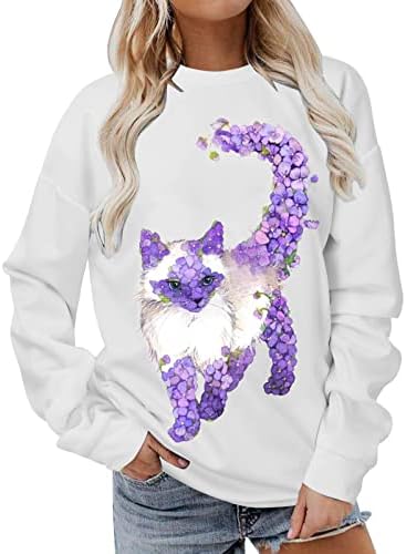 Púrpura de manga adolescente de menina gato de lavanda de casacos flora