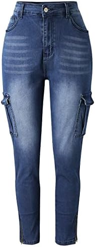 Jeans skinny de mulher casual jeans de jeans de tamanho médio de cintura com calças calças de calça calças de calça jeans clássica