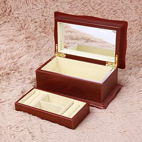 Caixa de jóias de madeira qtt alta capacidade com espelho 2 camadas Organizador de joias para brincos Rings Colares Caixa de jóias para mulheres