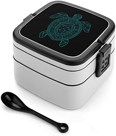 Zentangle Turtle dupla camada bento Box Box Rechaner de refeição para trabalho Offce Picnic