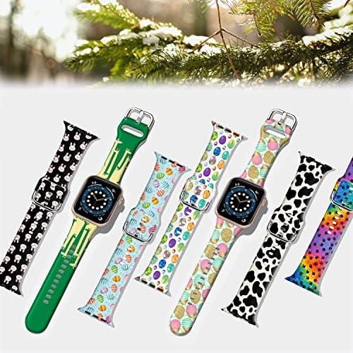 Laaco Silicone Sport Bands Compatível com Apple Watch 49mm 45mm 44mm 42mm 41mm 40mm 38mm para homens meninas, Floral