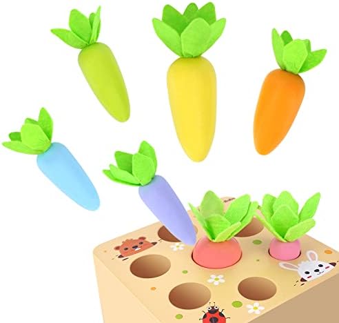 Kmtjt Montessori Toys Para 1 2 de 3 anos de idade, Macron Cenout Harvest Game Toys de madeira para meninos e meninas, aprendizado