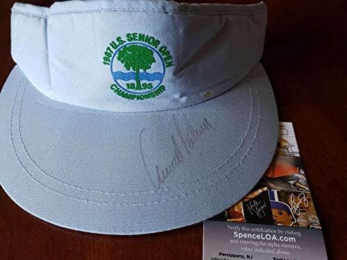 Arnold Palmer JSA Loa Autograph Hand assinado em 1987 Viseira aberta - chapéus de golfe autografados e viseiras