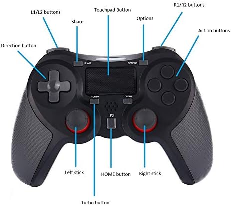 Controlador sem fio PS4 - CULEEDTEC Bluetooth Recarregable Game Controller para PS4/PS4 Pro/PS4 Slim, com função de vibração