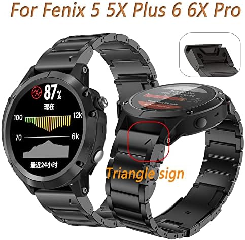 WTukmo 26 22mm Ligante da faixa de relógio Compatível para Fenix ​​5 5x Plus Fenix ​​6 6x Pro Forerunner 935 945 Pulseira de liberação rápida