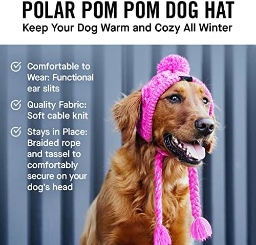 Canadá Pooch Pom Pom Pom Capéu de Proteção de Cães de Inverno - Liços de cães quentes de malha | Boné aconchegante de cachorro com