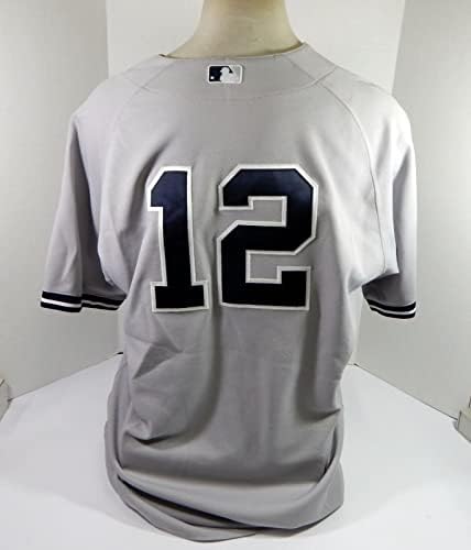 2013 New York Yankees Vernon Wells 12 Game usou Grey Jersey 50 635 - Jerseys de MLB usados ​​no jogo
