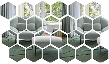 Surpaku 24pcs Espelho adesivos de parede Removável espelho hexágono de parede adesivo de arte de parede diy hexagonal acrílico espelho