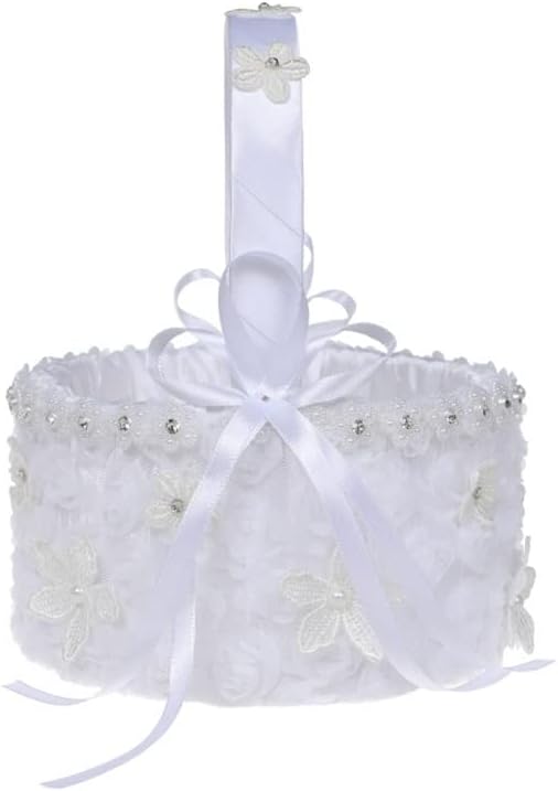 Mmllzel Flor Basket Casket Cerimônia de casamento adequada cestas de cetim cestas lidar com flores de renda Decoração