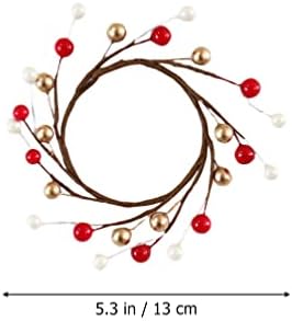 PretyZoom Christmas Berry Candle Rings: 4pcs Red Brãos Brancos de Holly Golden Berries Berries Berries Ringas de Velas Ação de