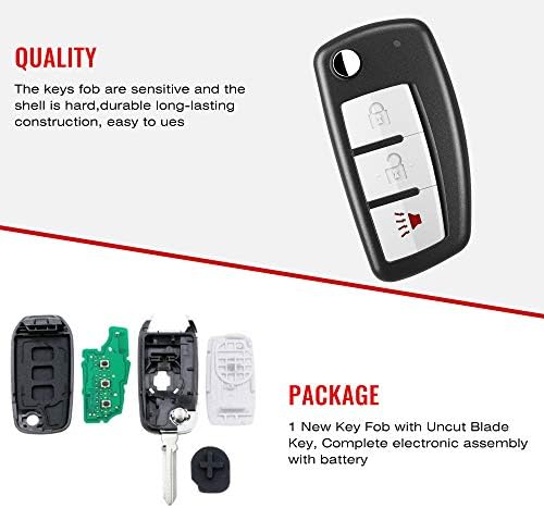 Vofono Keyless Entry Remote Car Chave de ignição sem cortes FOB FIT para Nissan Rogue 2014 2015 2017 Substituição para