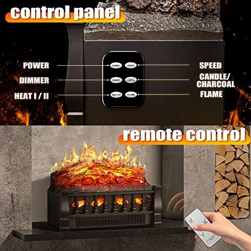 Antártico Estrela Lareira Elétrica Aquecedor 3D Log de 21 polegadas Controle remoto Efeito realista Efeito Casto de brasa, padrão