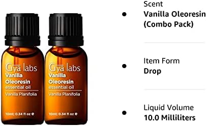 Gya Labs Vanilla oleoresina Óleo essencial - Cremoso, perfume doce - 2 -Pack