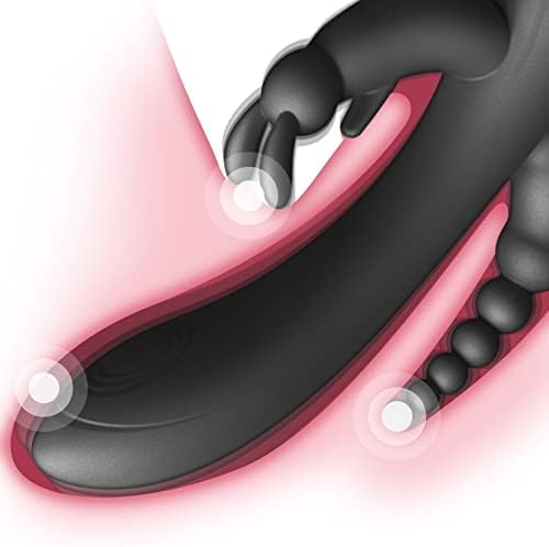 Sxovo Rabbit Vibrator com 12 modos de vibração 3 em 1 vibrador de ponto g recarregável de silicone à prova d'água vibrador anal para casais fêmeas Estimulação clitoral