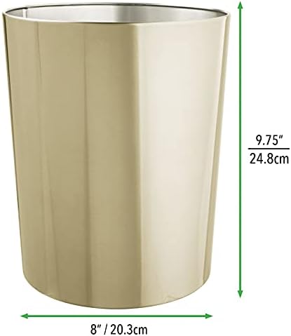 Mdesign redondo metal moderno compacto compacto areesternding Breath tigela de vaso sanitário e lixo redondo lixo de lata de combinação para armazenamento de banheiro - limpeza resistente e profunda - conjunto de 2 - Brass