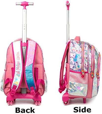 Meetbelify 3pcs Alpaca Rolling Mackpack for Girls Wheels Mochilas com lancheira para bolsas de ensino fundamental Balcagem de