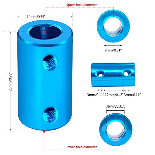 TWIDEC/2PCS 6,35mm a 6,35 mm de popa flexível acoplamento do robô Robô Roda de alumínio azul de alumínio Conector rígido