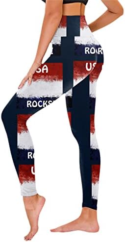 Bandeira americana 4 de julho Leggings femininas Alta cintura Independence Day Troushers