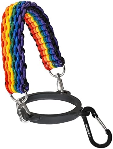 Gearproz Rainbow Paracord Handle compatível com frasco hidrelétrico, alça de clipe de orgulho para garrafas de boca larga