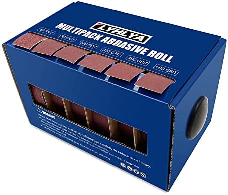 Lixa de 6 rolos, 2,5cm x 8m e papel abrasivo com dispensador Rolo de pano de esmeril para móveis de madeira acabamento