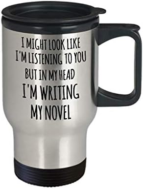 Autor Presentes Autor Mug Literary Writer in My Head Estou escrevendo meu romance Isolle Travel Coffee Cup Book Autor Ideas de presente