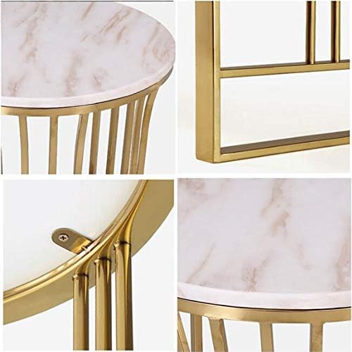 ZR-mármore redondo mesa lateral do sofá prateleira de canto de canto banhado a ouro/mesa de chá