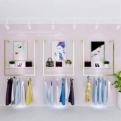 Mdepyco Armazy Loja de roupas de parede simples rack de metal, prateleira de vestuário pendurada em janelas, prateleira em forma