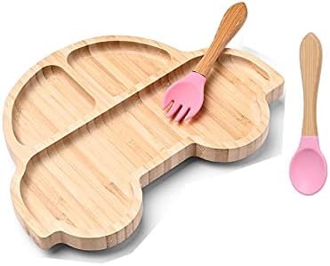 Placa de alimentação de placa de sucção de bambu de carro para crianças pequenas e bebês