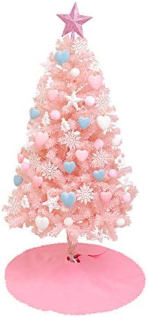 Árvore de Natal artificial de Yumuo, árvore de Natal de 5 pés pré-cama com ornamentos de metal branco e mini luzes luminárias