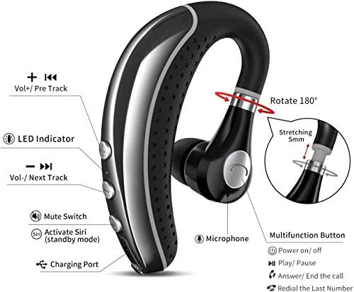 Fone de ouvido Bluetooth do Comexion Bluetooth v5.0 Bluetooth Weewep com microfone e mudo e fone de ouvido com ruído