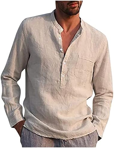 Camisas de linho Zefotim para homens de manga longa/curta camisetas de vestido casual slim fit slim fit beach camisetas…