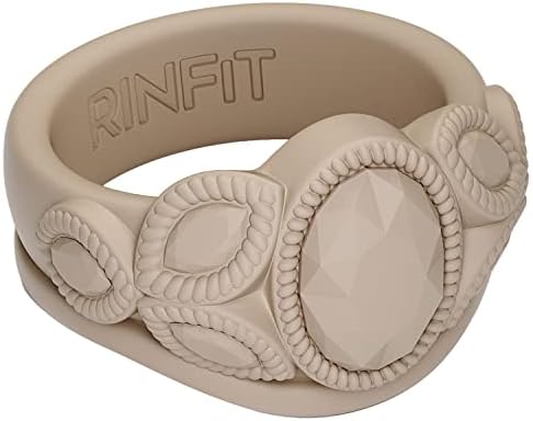 Rinfit Silicone Rings for Women - Anéis de casamento para mulheres - Bandas de casamento de silicone - Ring Ring - Coleção de diamantes ovais e de pêra