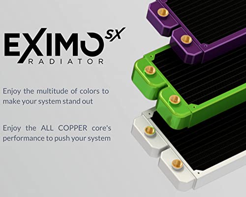 Primochill Eximosx 240mm Slim PC Radiator de resfriamento de água, 120 mm x 2, ventilador duplo disponível em mais de 20 cores, revestido em pó nos EUA e loop de resistência à água personalizada Pronto - Candy Cobper