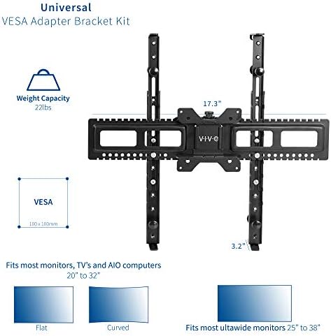 VIVO Universal Adapter VESA Mount Kit para telas de monitor plano e curvo de 20 a 32 polegadas, suporte de montagem de 100x100 mm, preto, Mount-UVM01