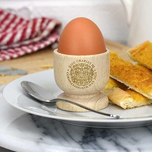 Azeeda 'King Charles Coronation Emblem' Wooden Egg Cup