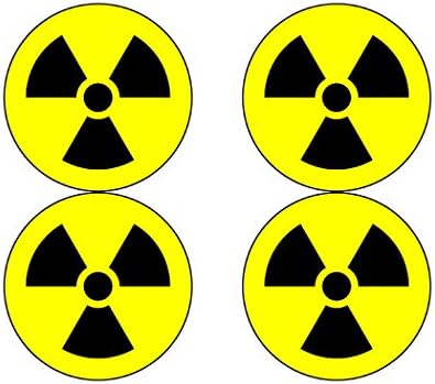 Símbolo de aviso de radiação nuclear Símbolo 4 Pacote de pacote de perigo adesivo de janela radioativa de 4 decalque de carro redondo