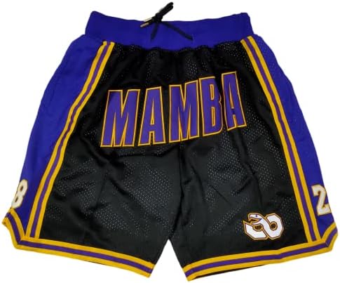 Shorts de basquete masculino, shorts bordados com malha retro com bolsos, fãs de treino de ginástica shorts casuais atléticos