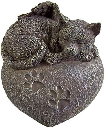 As cinzas de gato urn - urna de gato de anjo adormecido em forma de coração