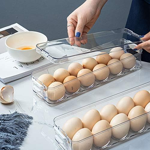 Seaintheson 24 grade de armazenamento de ovos, bandejas de ovo de geladeira de plástico com tampa, caixa transparente