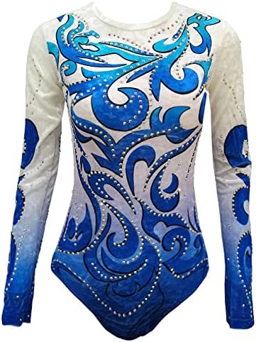 Liuhuo Velvet Print Gradient Ginástica acrobática SHOOTARDS Blue Girls Training Show