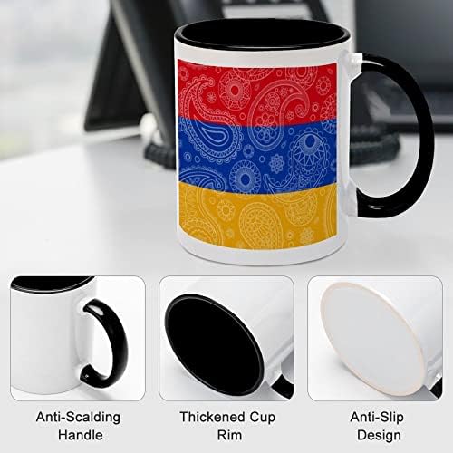 Armênia Paisley bandeira de cerâmica Creative Creative Black Inside Coffee Cup de canecas Durável Handel
