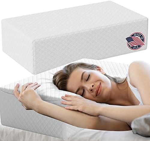 Travesseiro quadrado de Gleur para dormentes laterais - feitos nos EUA, travesseiro de retângulo de almofada de memória gelada de gel de gel fria - pescoço terapêutico e alívio da dor no ombro, suporte cervical - travesseiro de cama grossa 24 x 12 x6