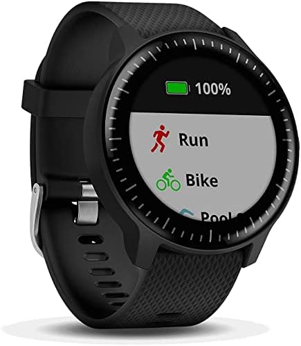 Garmin Vivoactive 3 Music GPS Smartwatch 010-N1985-01, preto com hardware prateado, armazenamento de música e reprodução