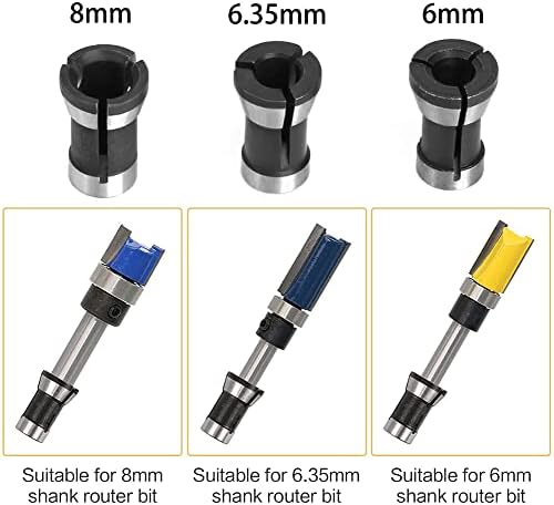 Séipe 6pcs Adaptador de coda de apartador de alta precisão de alta precisão 6mm 1/4 de 8mm de pinça de chuck de bits de