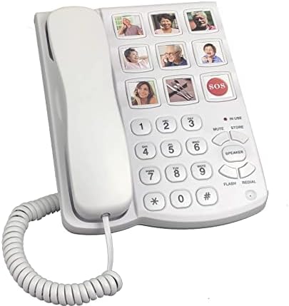Mxiaoxia Big Button Corded Elder com viva -voz, Zoom -Key Touch Picture Elder Liquidline Phone