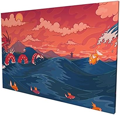 Pokémon Lake of Rage Gyarados Magikarp Pintura 16x24in Pintura decorativa sem moldura 40cm Sofá fundo Pintura de parede Pintura