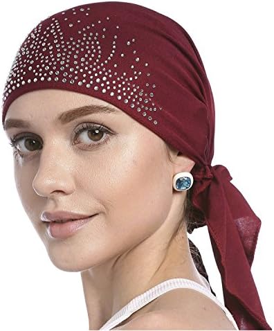 Chemo chapéu de chapéu de cristal feminino gorro elástico bandana touros de tampa de tampa de tampa de tampa de tampa de tampa de tampa