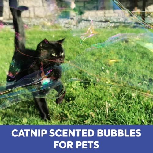 Dr. Zigs Eco Giant Bubble Kit - Bolhas de gato - sabor de catnip, cofre para animais de estimação, inclui bolsa, varinhas sustentáveis ​​e solução de grau profissional.