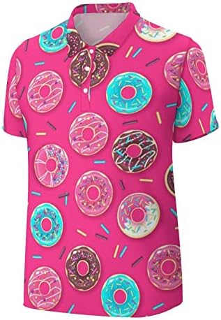 Colorido doce donuts de golfe masculino pólo-camiseta